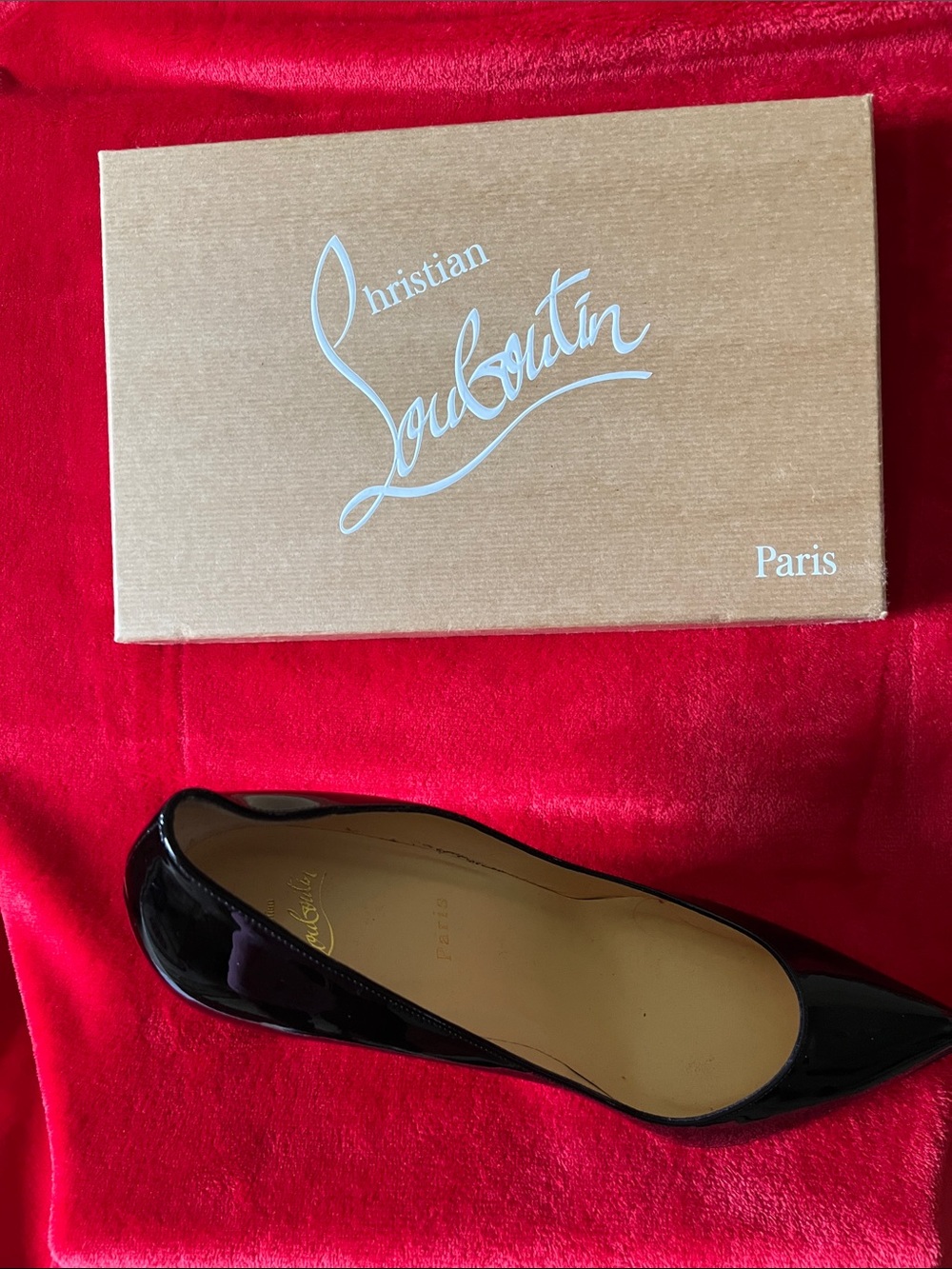 Christian Louboutin Black Patent Leather Pointed Pump with Signature Elegance